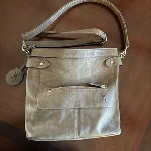 Gray/green Crossbody Conceal Carry Bag with Logo